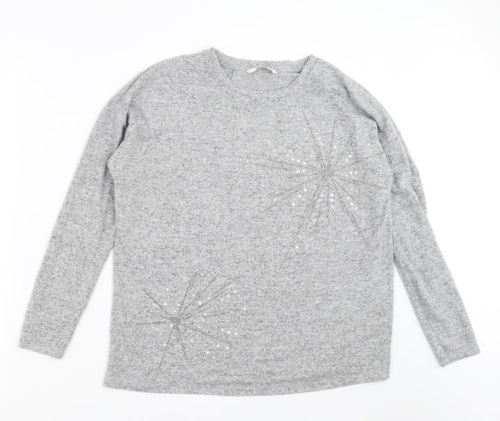 TU Womens Grey Pullover Jumper Size 12 - stars