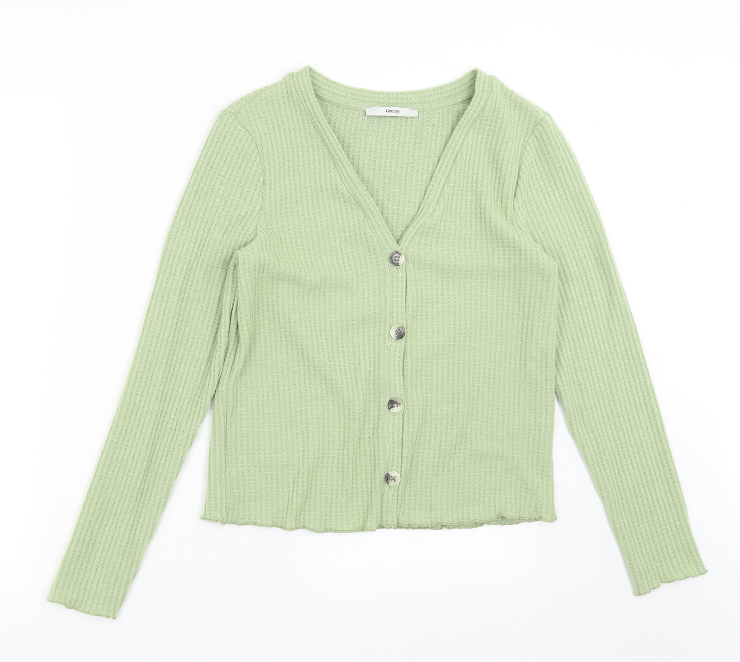 George Womens Green   Cardigan Jumper Size M  - Waffle Texture