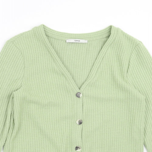 George Womens Green   Cardigan Jumper Size M  - Waffle Texture