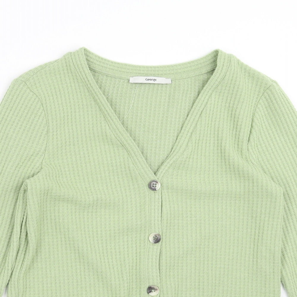 George Womens Green   Cardigan Jumper Size M  - Waffle Texture