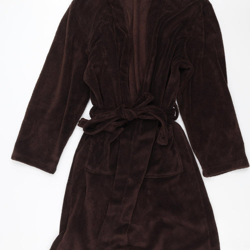 George Mens Brown Solid Fleece  Robe Size L
