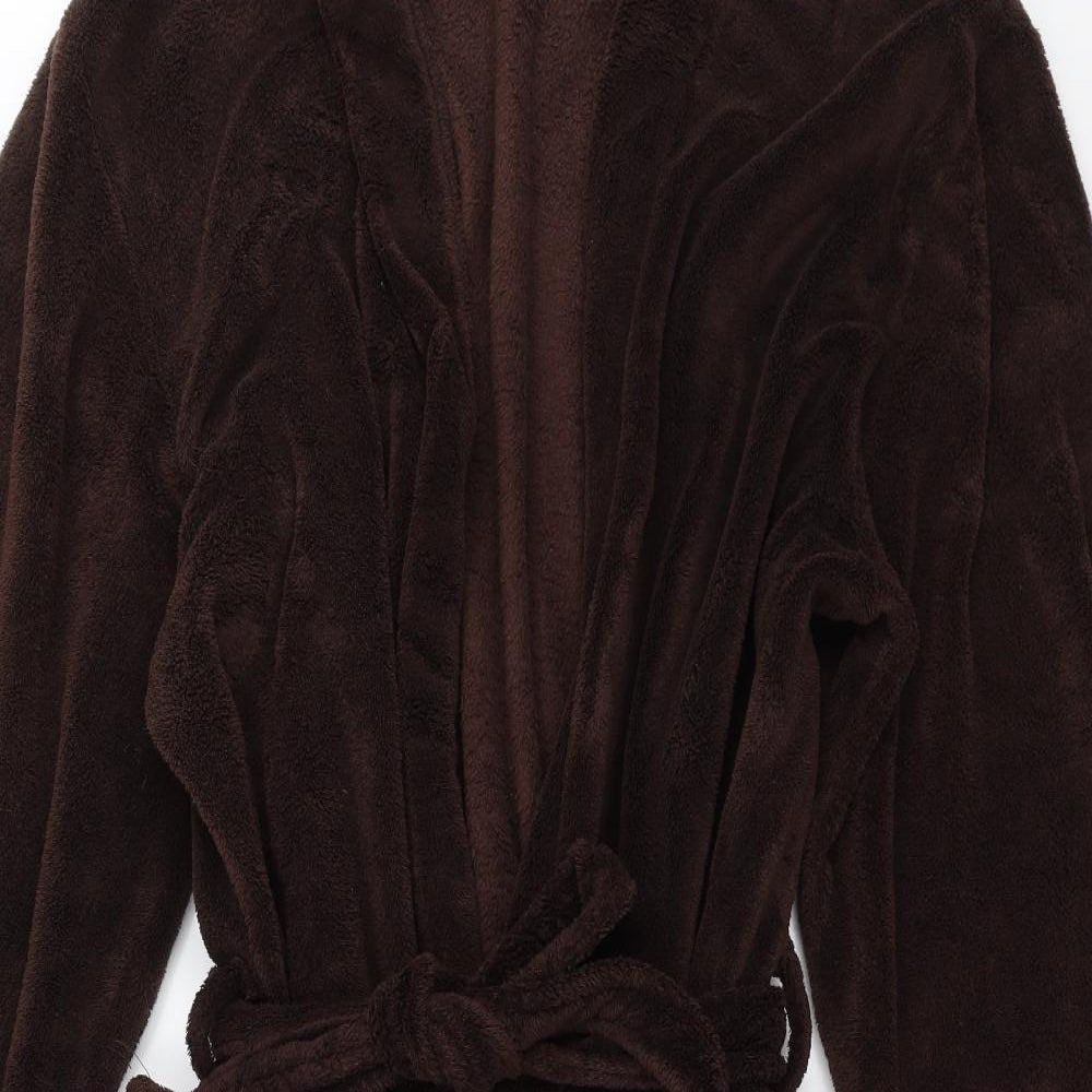 George Mens Brown Solid Fleece  Robe Size L