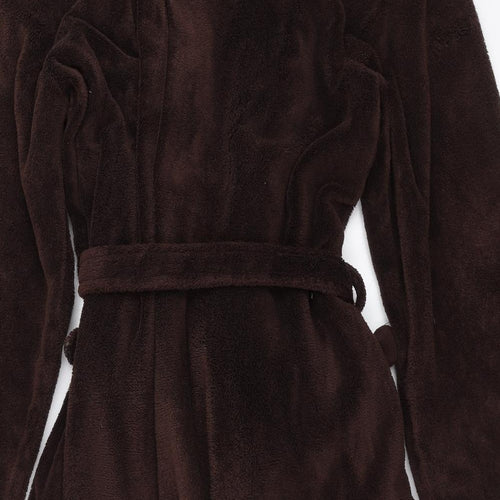 George Mens Brown Solid Fleece  Robe Size L
