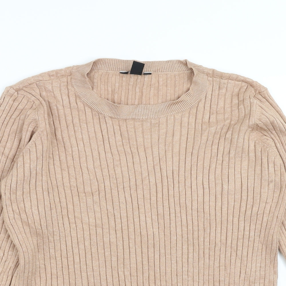 M&Co Womens Beige Striped  Pullover Jumper Size 12