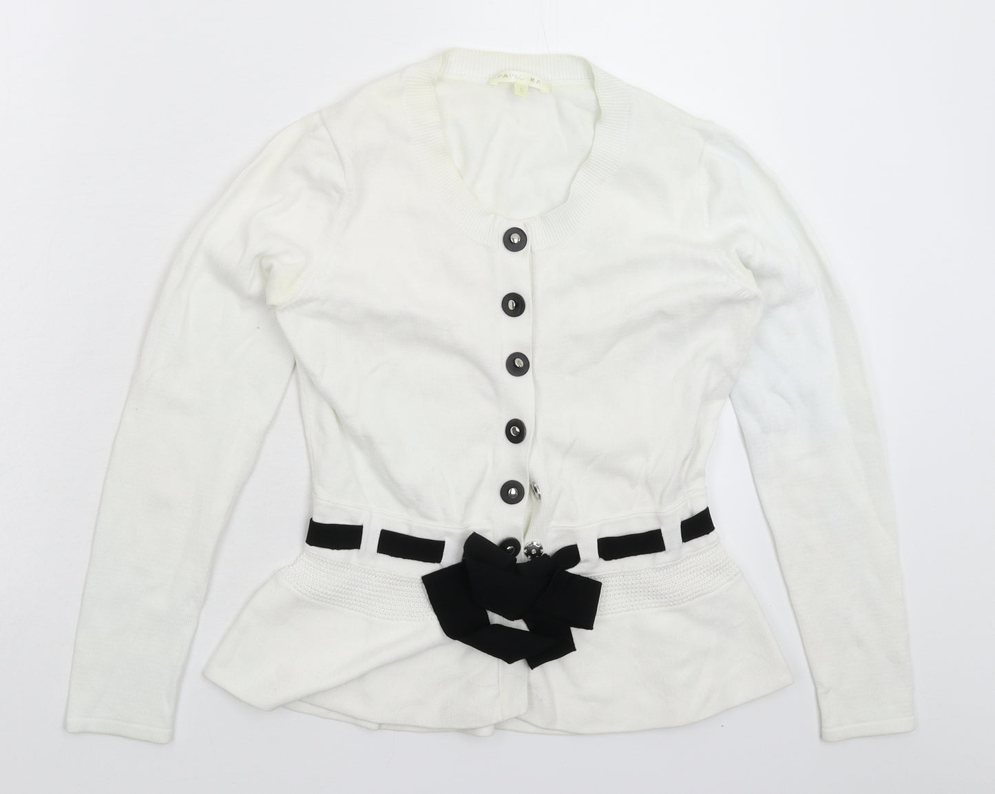 PAULE KA Womens White  Knit Cardigan Jumper Size S