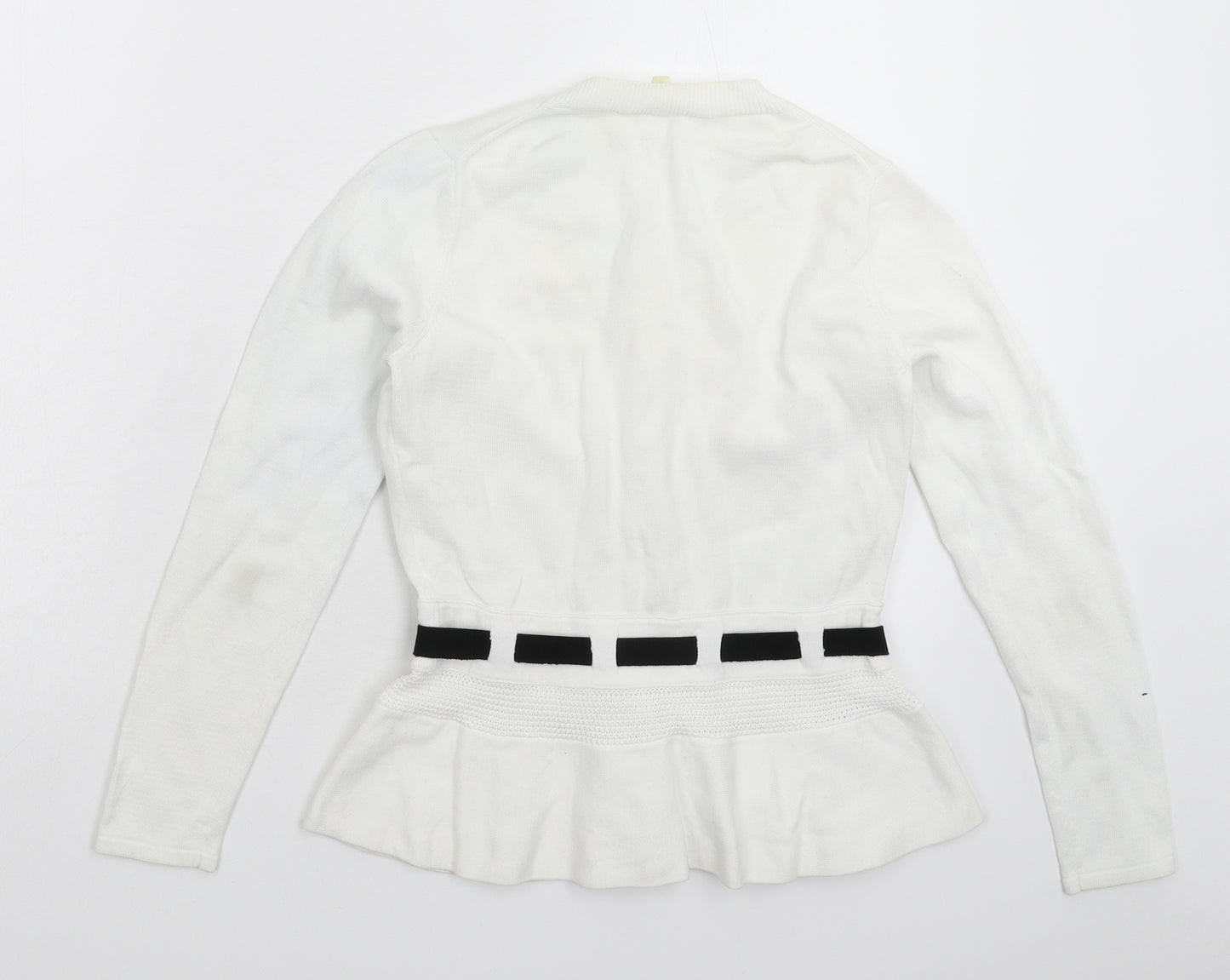 PAULE KA Womens White  Knit Cardigan Jumper Size S