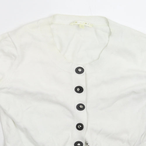 PAULE KA Womens White  Knit Cardigan Jumper Size S