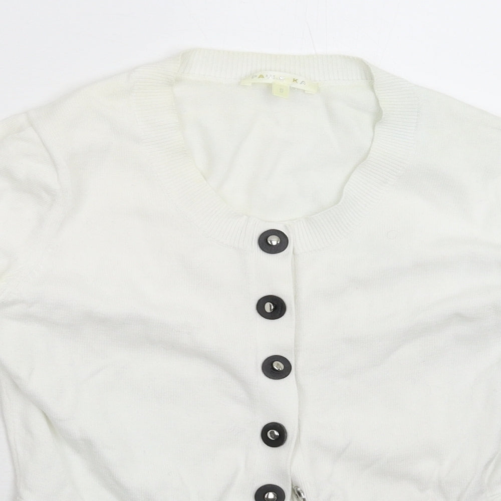 PAULE KA Womens White  Knit Cardigan Jumper Size S