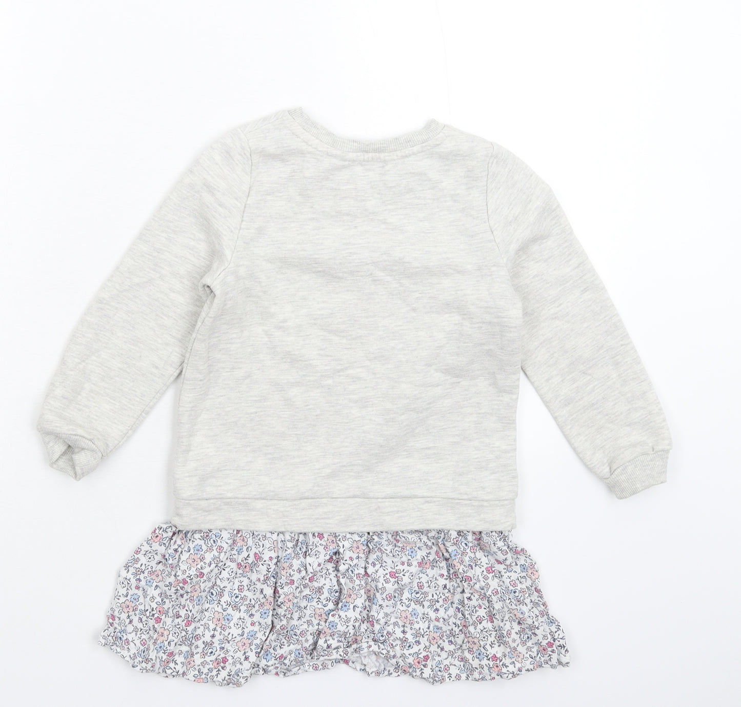 George Girls Grey Floral  Jumper Dress  Size 3-4 Years
