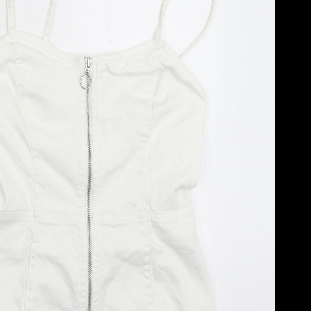 Denim & Co. Womens White  Denim Mini  Size 10