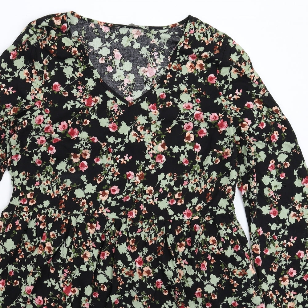 George Womens Black Floral  Fit & Flare  Size 10