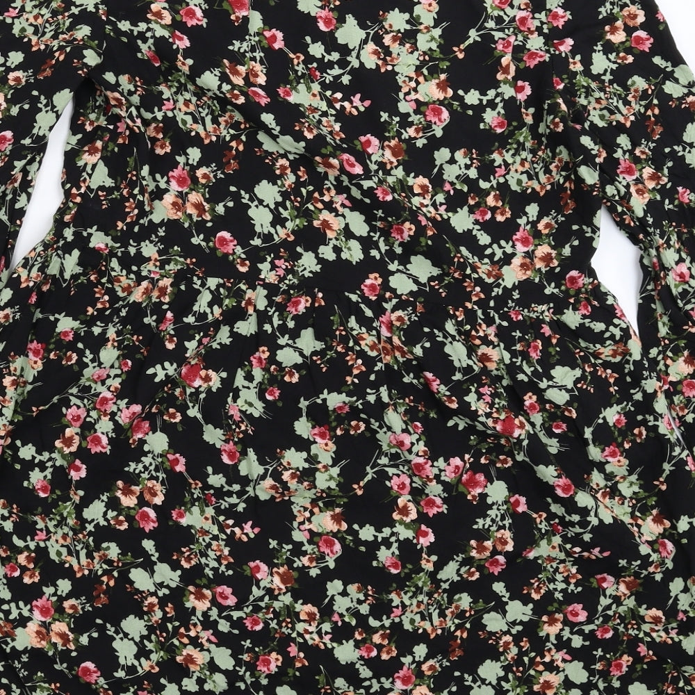 George Womens Black Floral  Fit & Flare  Size 10