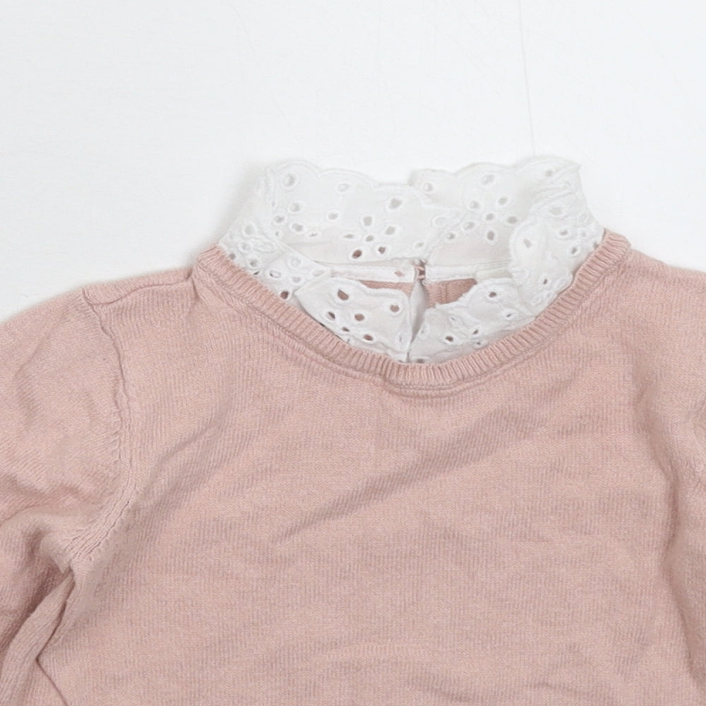 H&M Girls Pink  Knit Pullover Jumper Size 12-18 Months