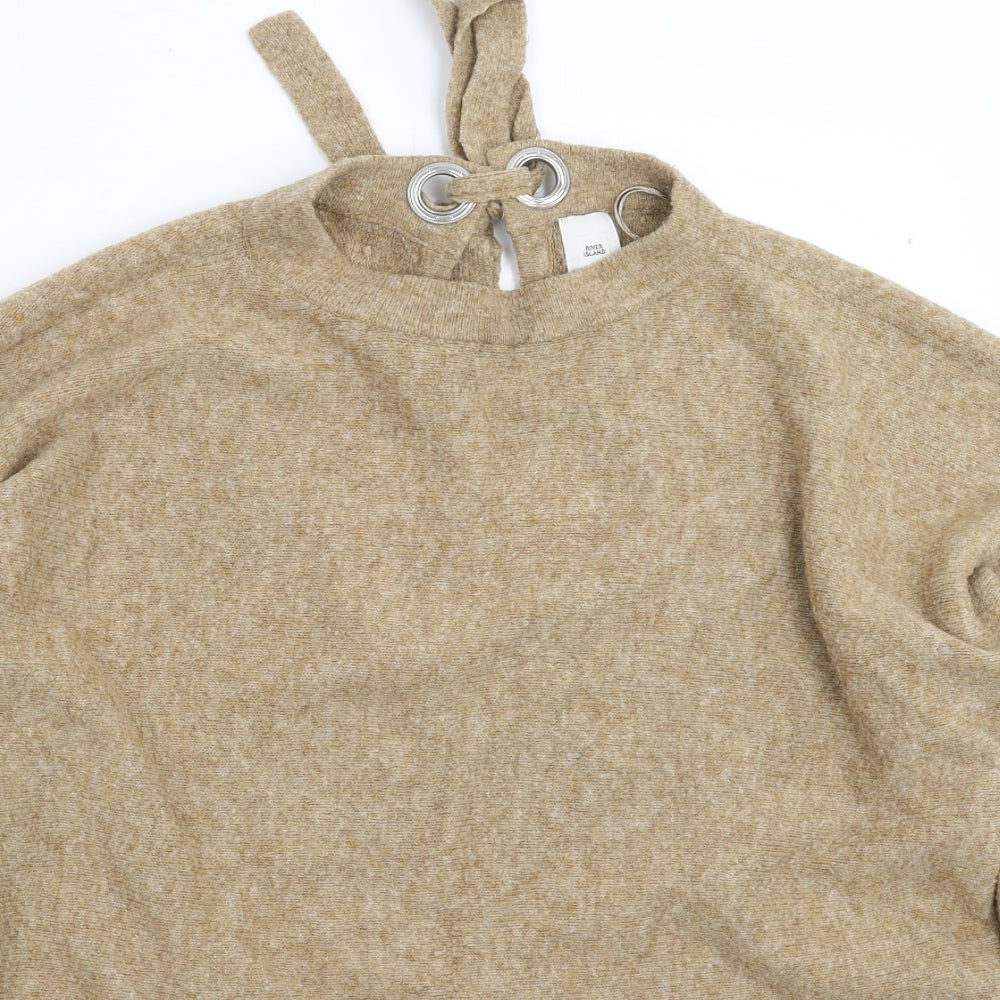 River Island Womens Beige  Knit Pullover Jumper Size M  - Oversized