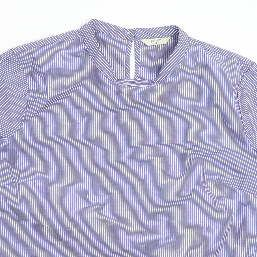 Papaya Womens Blue Striped  Basic T-Shirt Size 16