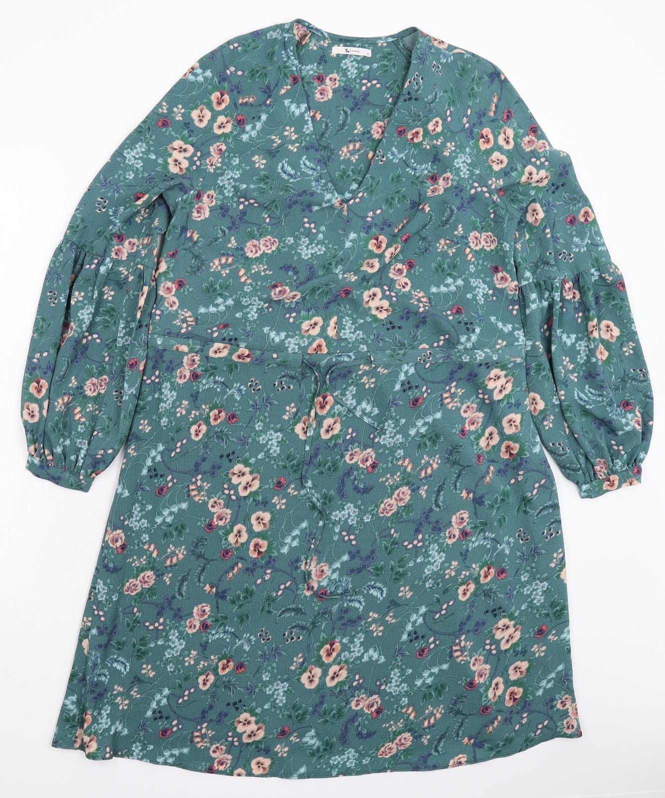 TU Womens Green Floral  Fit & Flare  Size 10