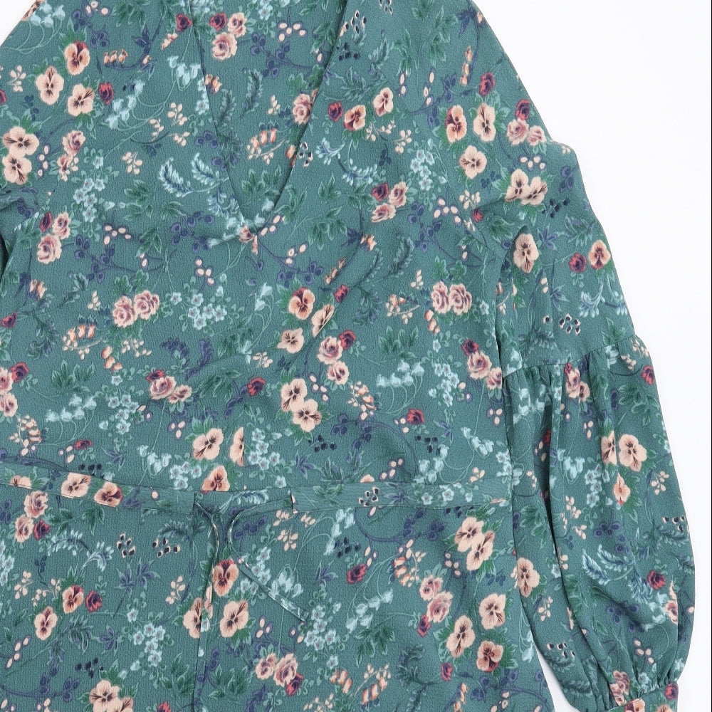 TU Womens Green Floral  Fit & Flare  Size 10