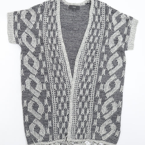 NEXT Womens Grey Geometric Knit Cardigan Jumper Size 10