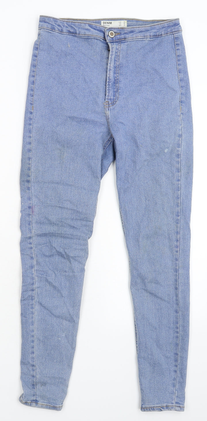 Bershka Womens Blue Denim Jegging Jeans Size 10 L28 in
