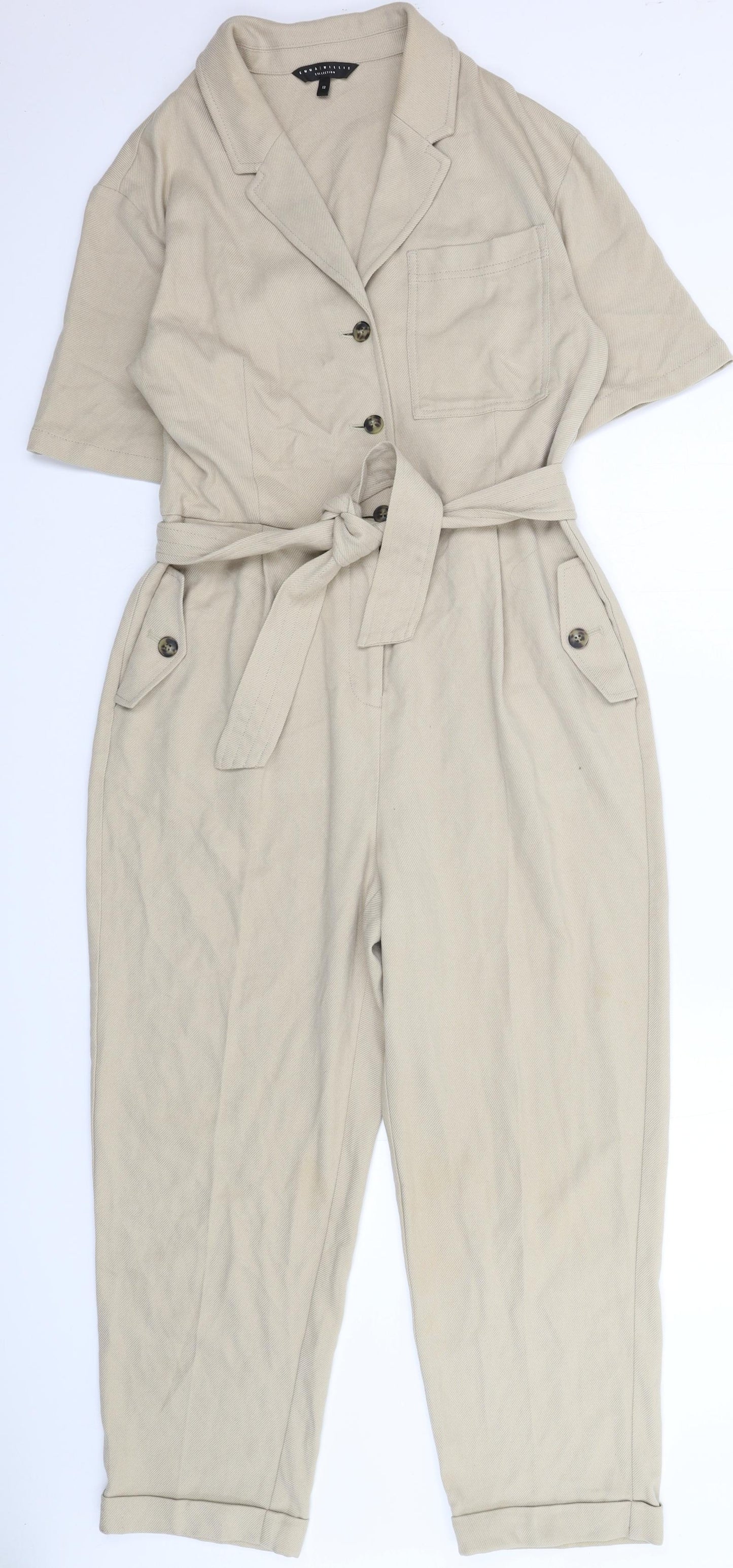 Emma Willis Womens Beige   Jumpsuit One-Piece Size 12 L26 in