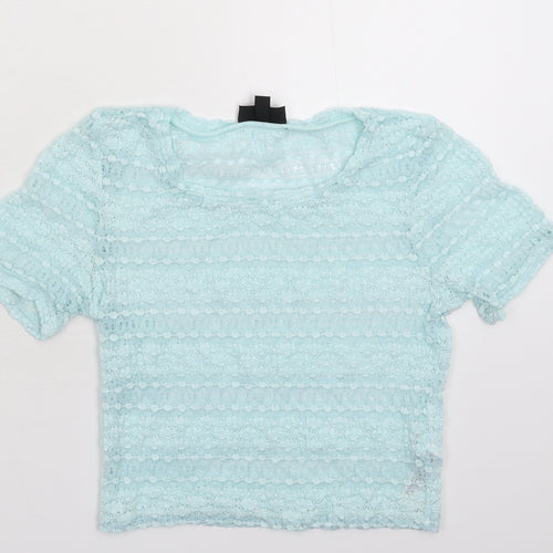 Topshop Womens Blue  Knit Basic T-Shirt Size 10