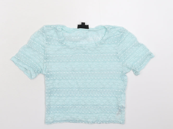 Topshop Womens Blue Knit Basic T-Shirt Size 10