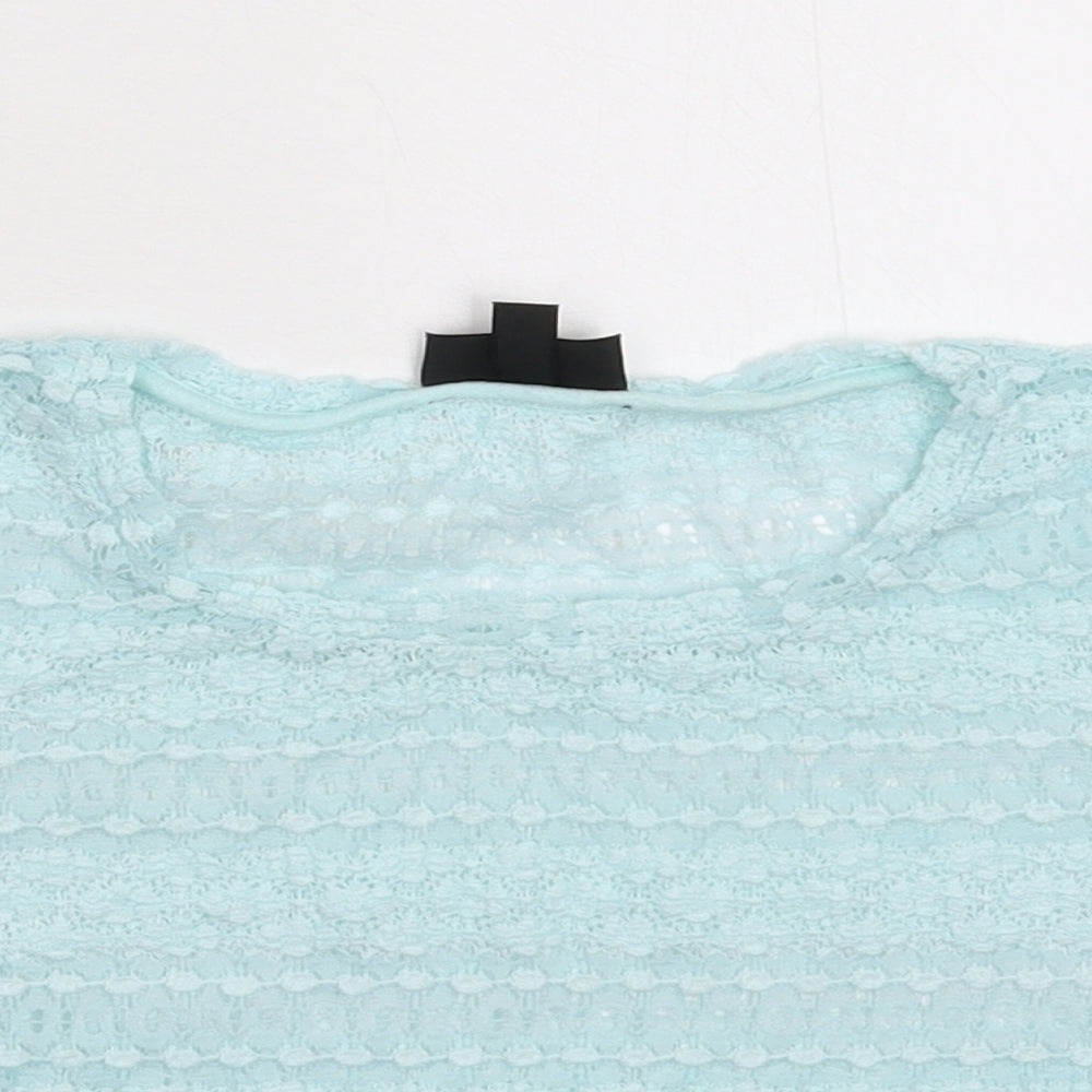 Topshop Womens Blue  Knit Basic T-Shirt Size 10