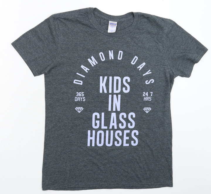 Gildan Mens Grey    T-Shirt Size M
