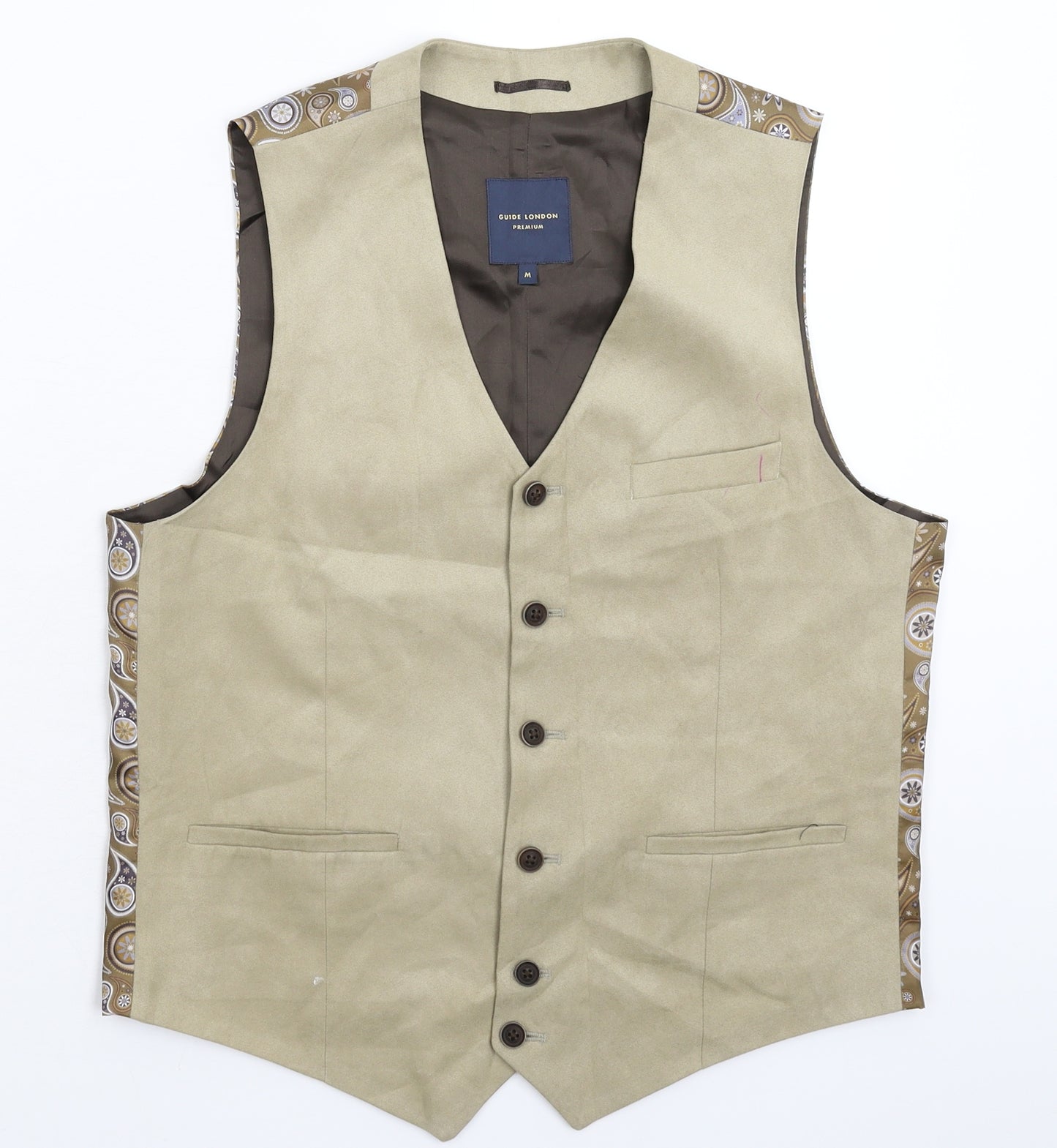 Guide London Mens Beige   Jacket Suit Waistcoat Size M