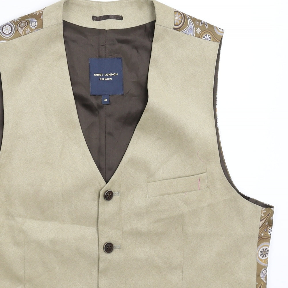 Guide London Mens Beige   Jacket Suit Waistcoat Size M