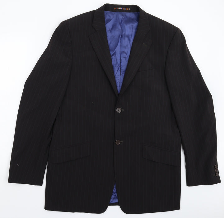 River Island Mens Black Striped Jacket Suit Jacket Size 42
