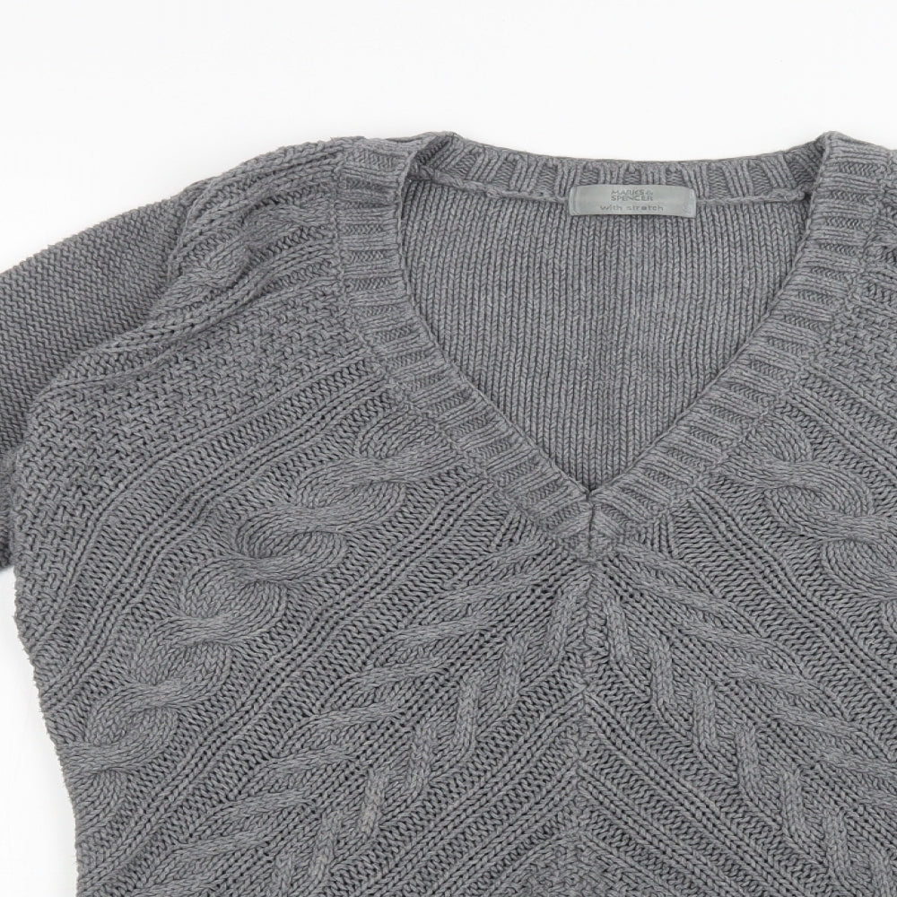 Marks and Spencer Womens Grey Geometric Knit Pullover Sweatshirt Size 16