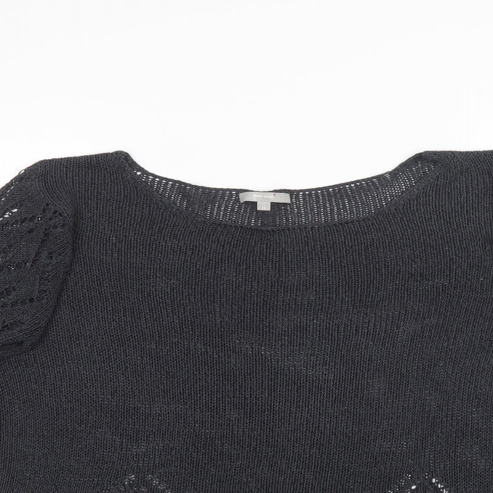 Per Una Womens Black  Knit Pullover Sweatshirt Size 16