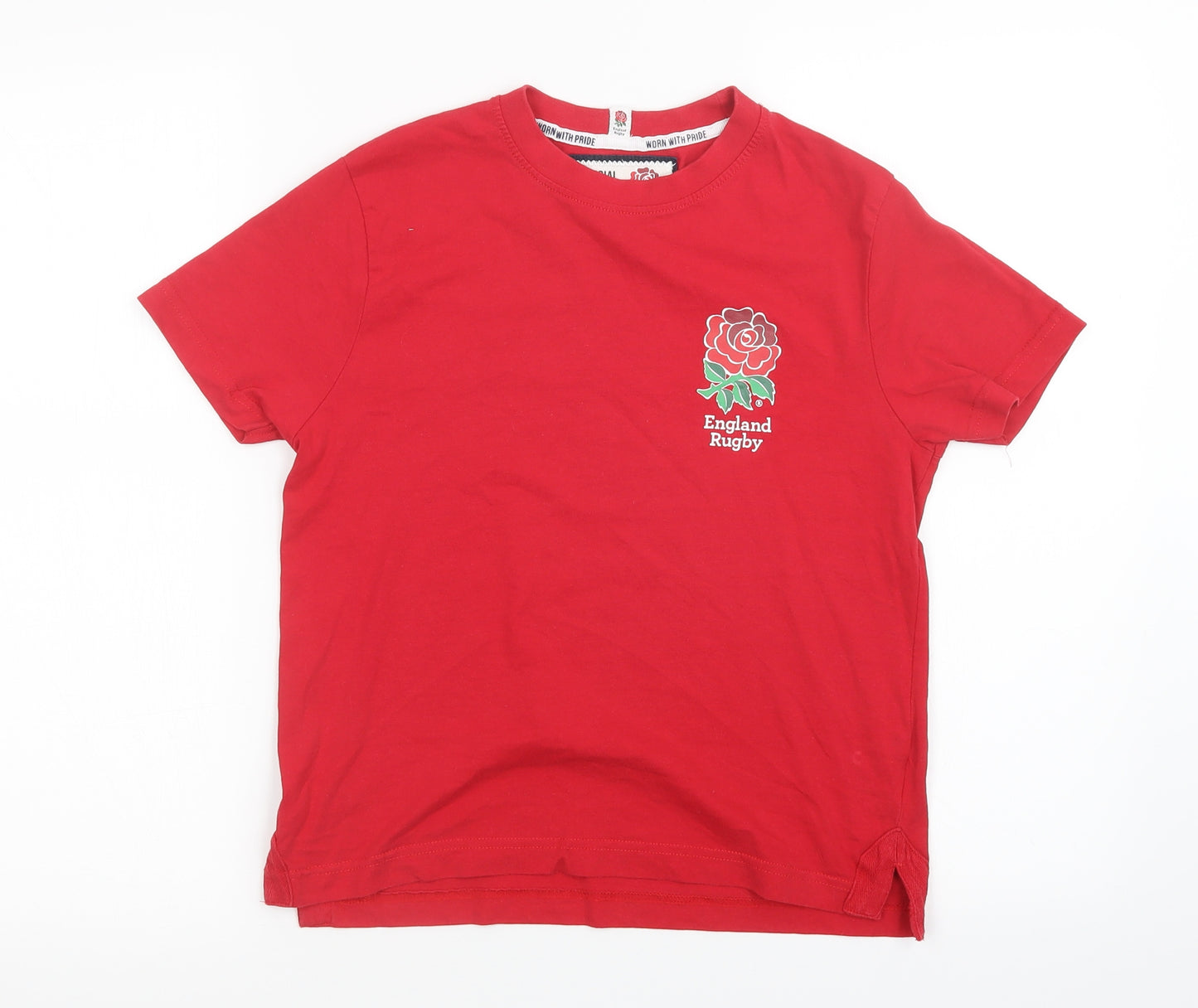 Preworn Boys Red   Basic T-Shirt Size 7-8 Years  - england rugby