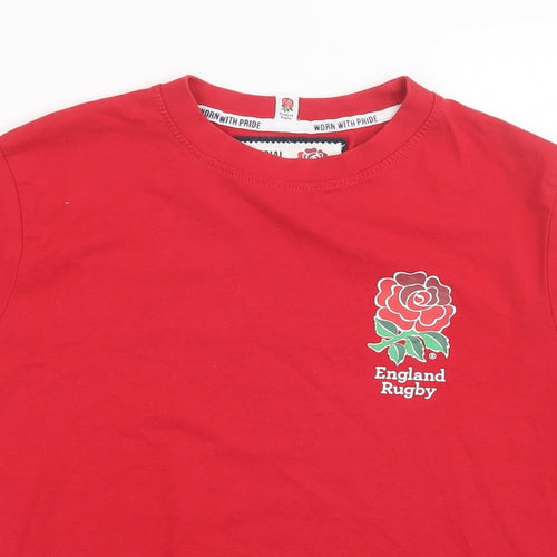 Preworn Boys Red   Basic T-Shirt Size 7-8 Years  - england rugby