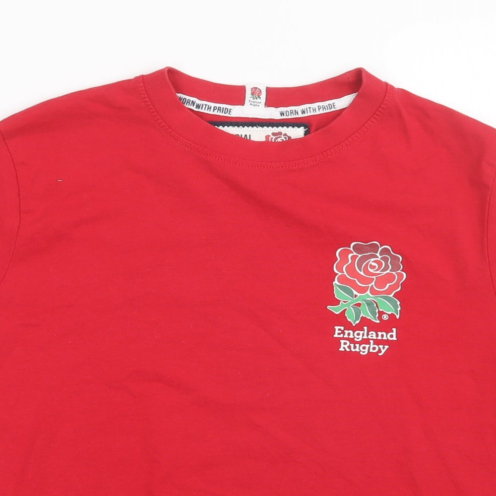 Preworn Boys Red   Basic T-Shirt Size 7-8 Years  - england rugby