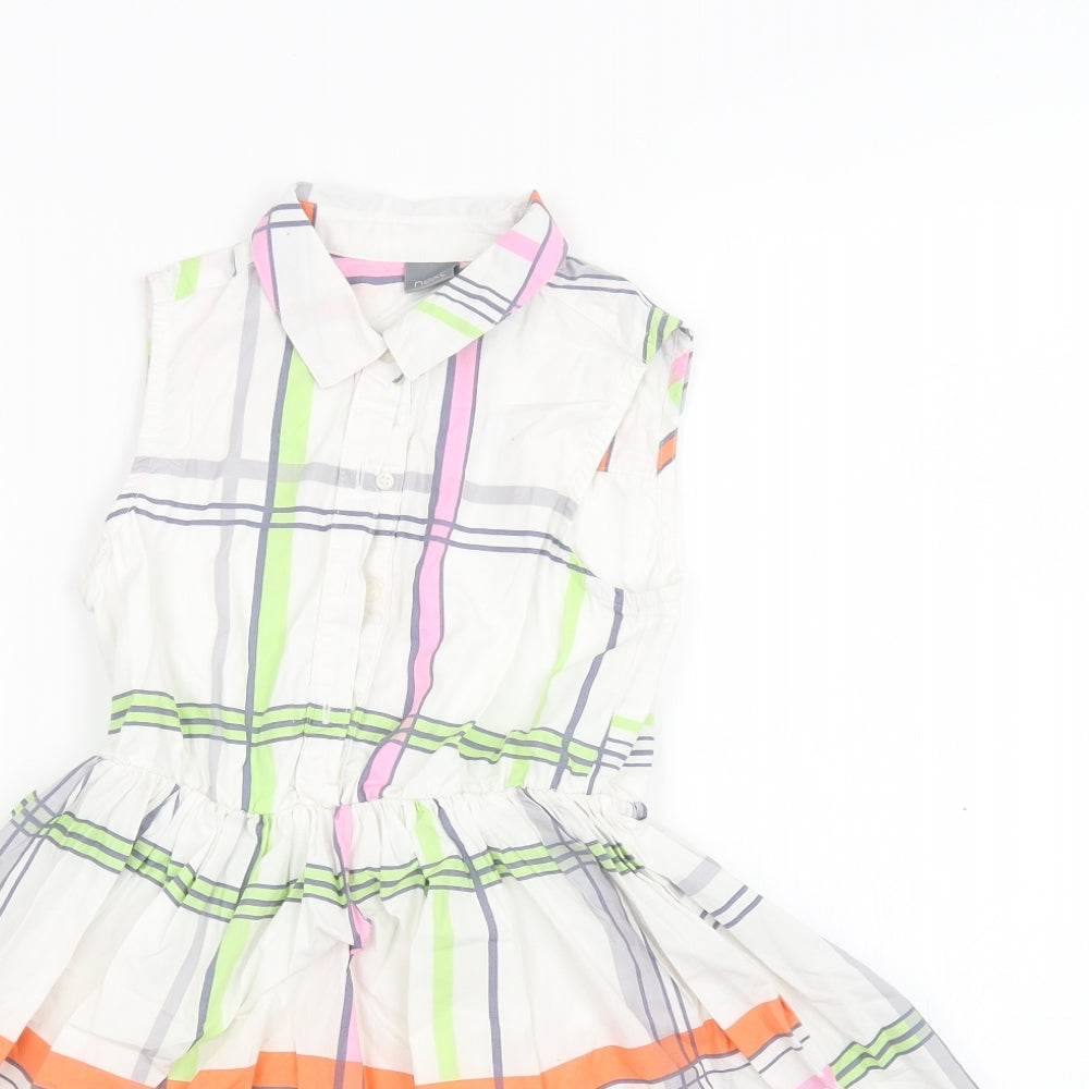 NEXT Girls White Check  A-Line  Size 7 Years