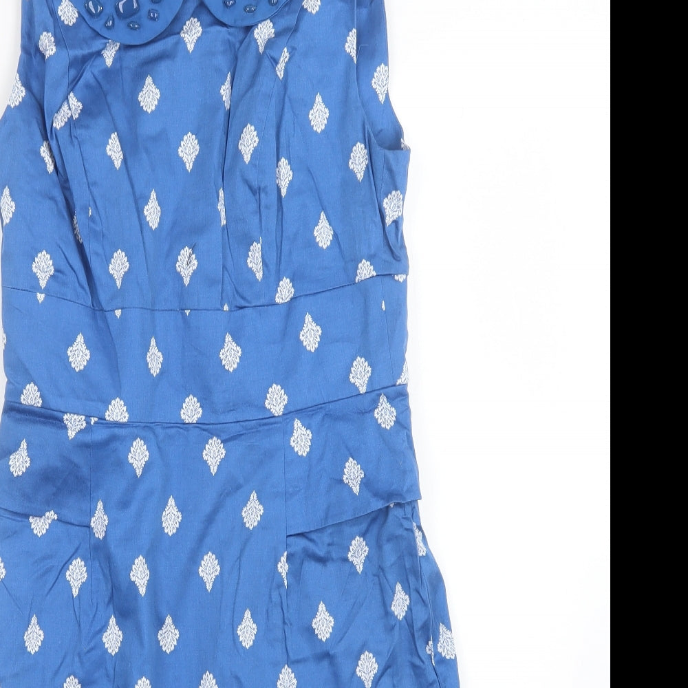 Joules Womens Blue Polka Dot  A-Line  Size 10
