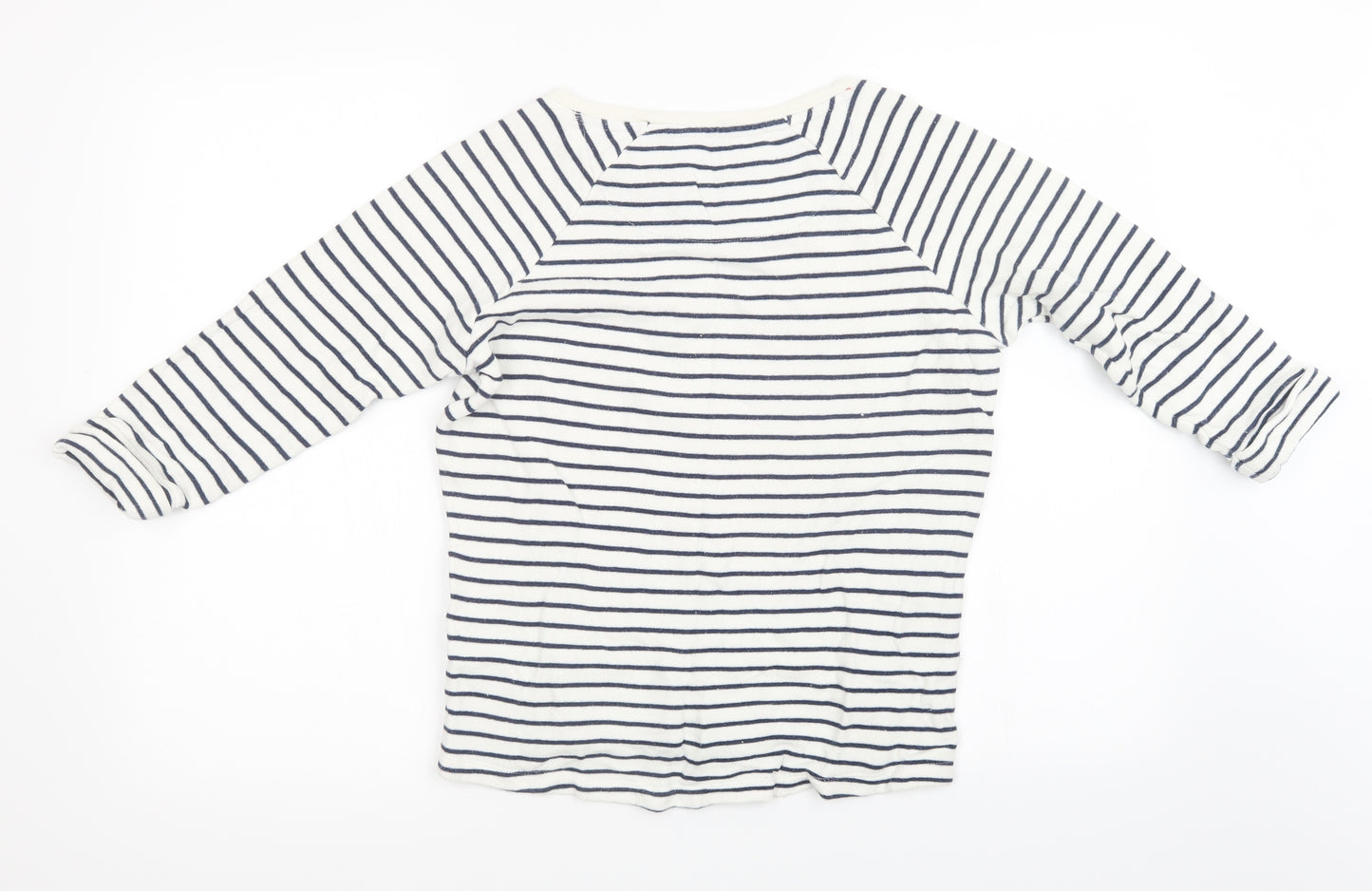 Sainsburys Womens White Striped Knit Pullover Sweatshirt Size 8