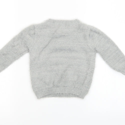 M&S kids Girls Grey  Knit Pullover Sweatshirt Size 2 Years  - chrismas