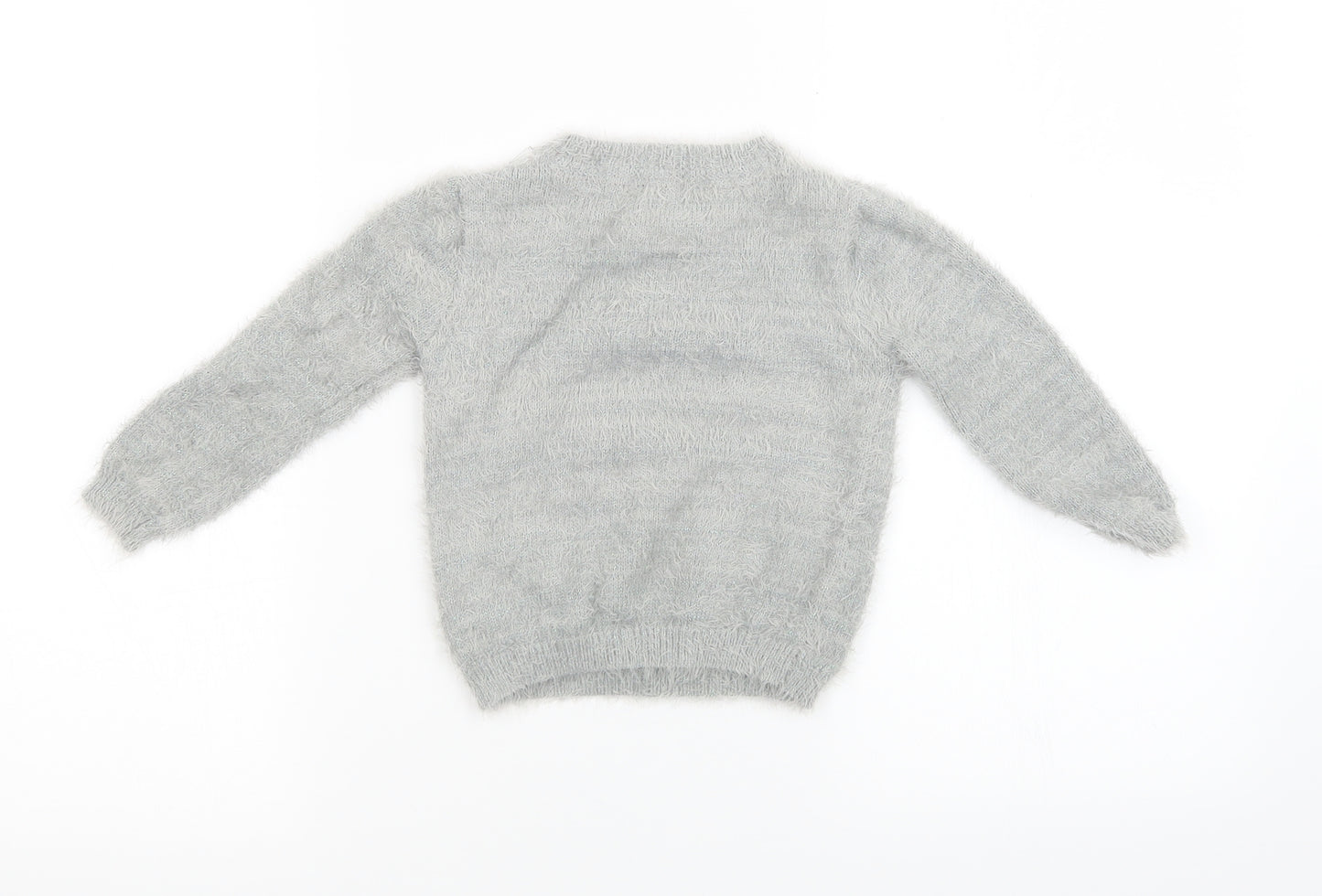 M&S kids Girls Grey  Knit Pullover Sweatshirt Size 2 Years  - chrismas