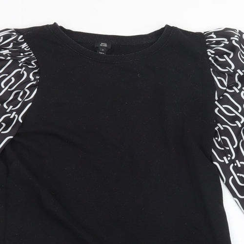 River Island Womens Black   Pullover Sweatshirt Size M  - puff sleeve