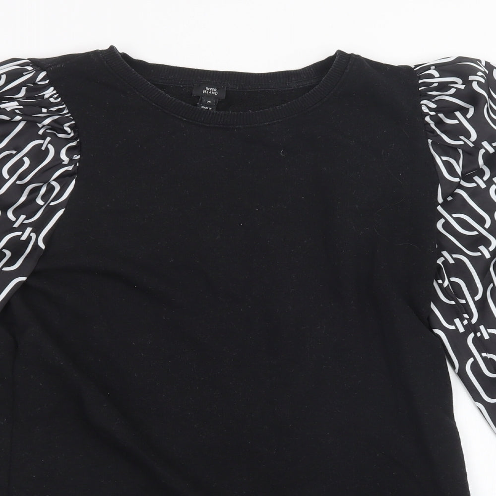 River Island Womens Black   Pullover Sweatshirt Size M  - puff sleeve
