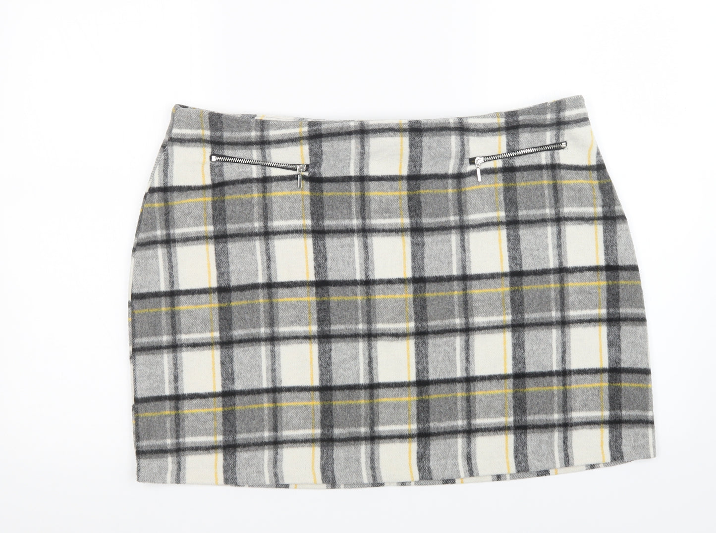 Peacocks Womens Grey Check  A-Line Skirt Size 18