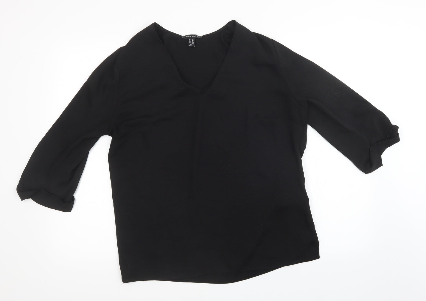New Look Womens Black  Mesh Basic Blouse Size 12