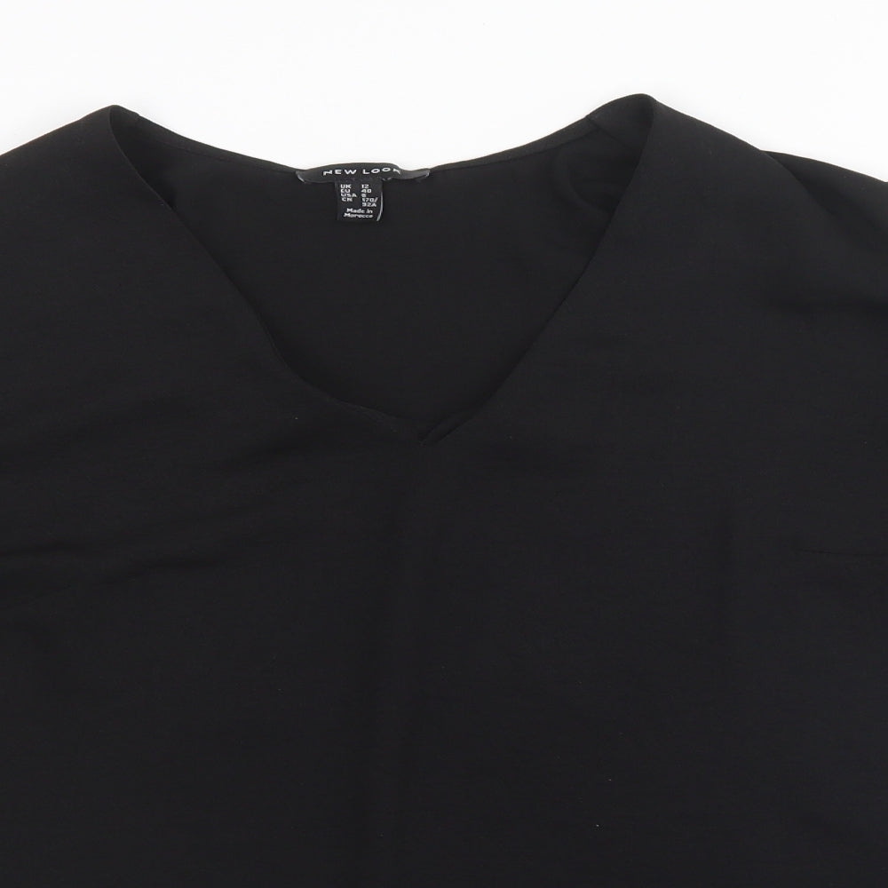 New Look Womens Black  Mesh Basic Blouse Size 12