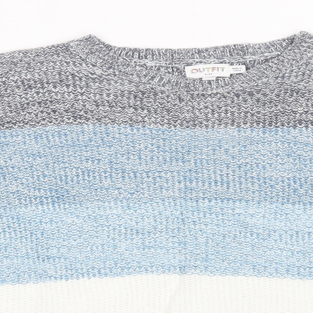 outfit kids Boys Blue Striped Knit Pullover Sweatshirt Size 6 Years