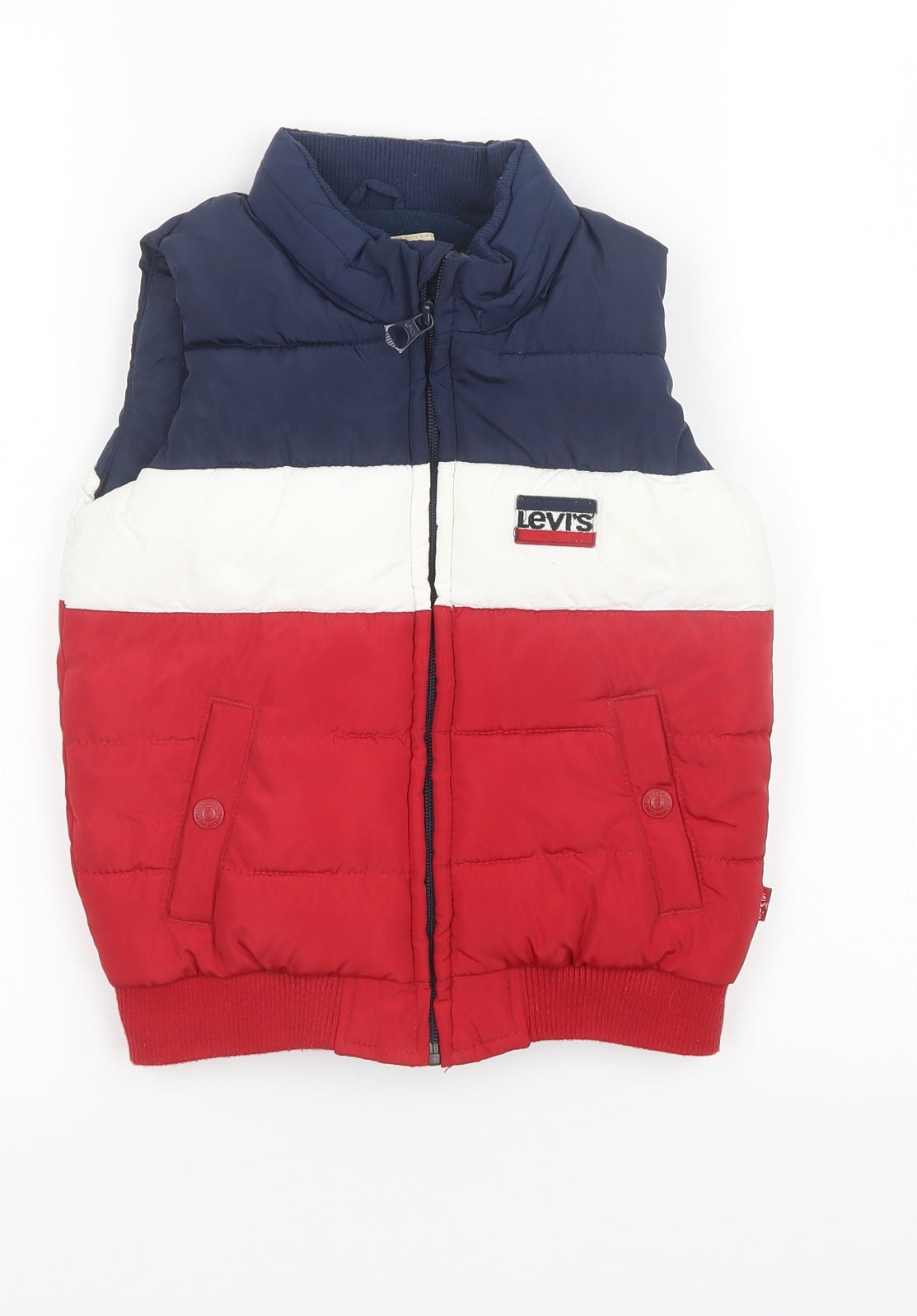 Levis Boys Red Striped  Gilet Jacket Size 6 Years