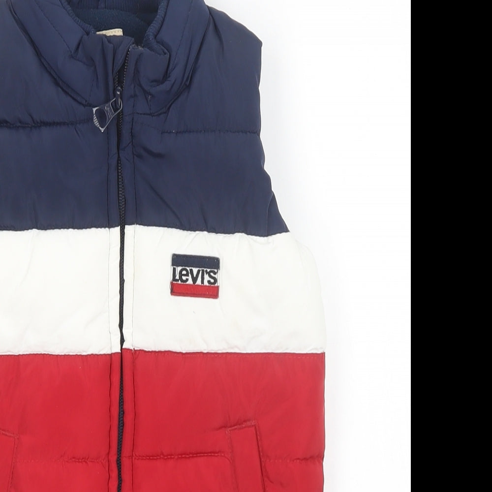 Levis Boys Red Striped  Gilet Jacket Size 6 Years