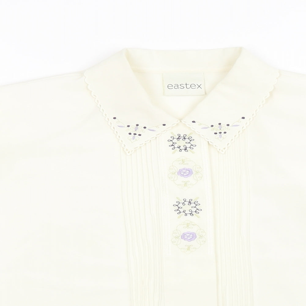 Eastex Womens White Paisley Mesh Basic Blouse Size 10